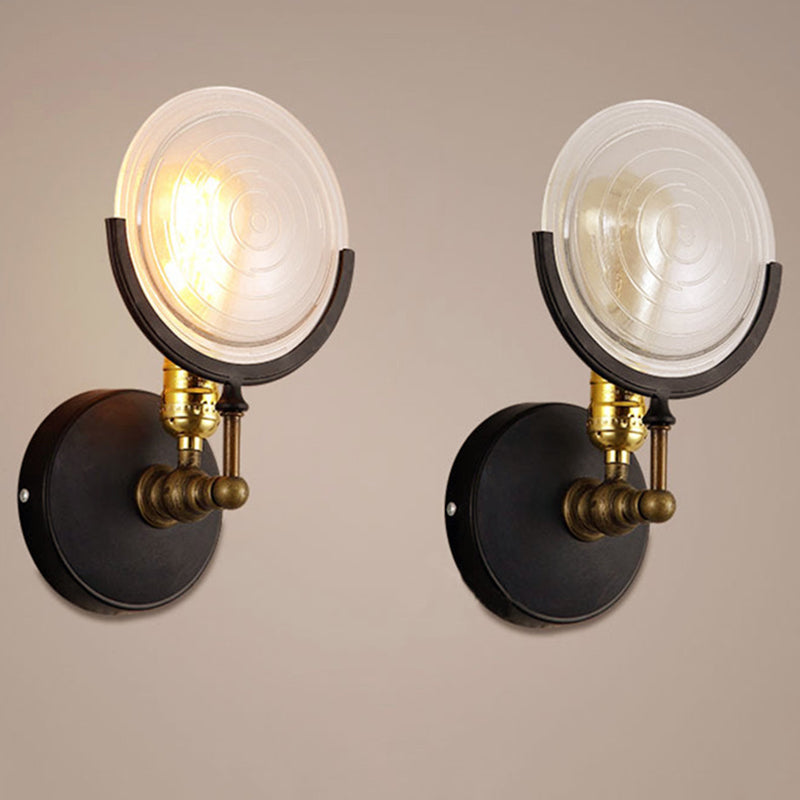 Iron Glass Round Disc Wall Lamp