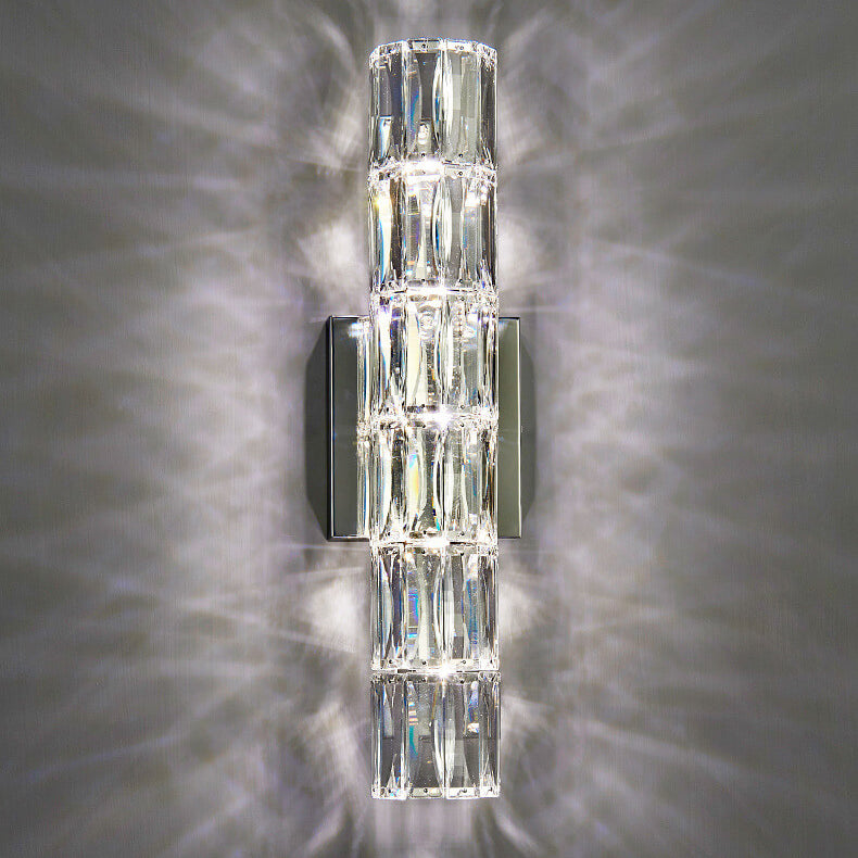 Silver Crystal Column 3/4/6 4-Light Wall Lamp
