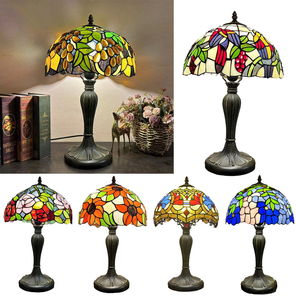 Metal Glass Dome Grape Table Lamp