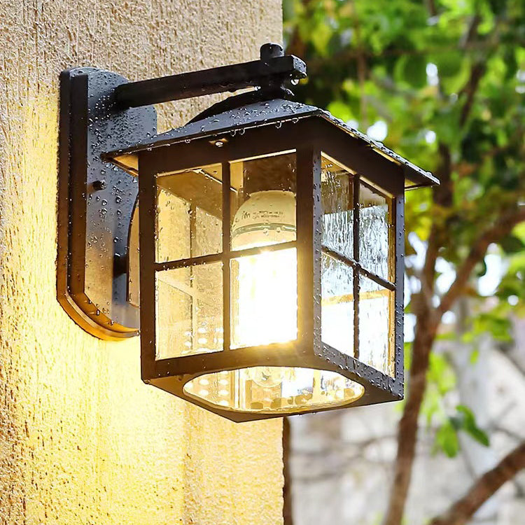 Aluminum Square Glass Patio Outdoor Light