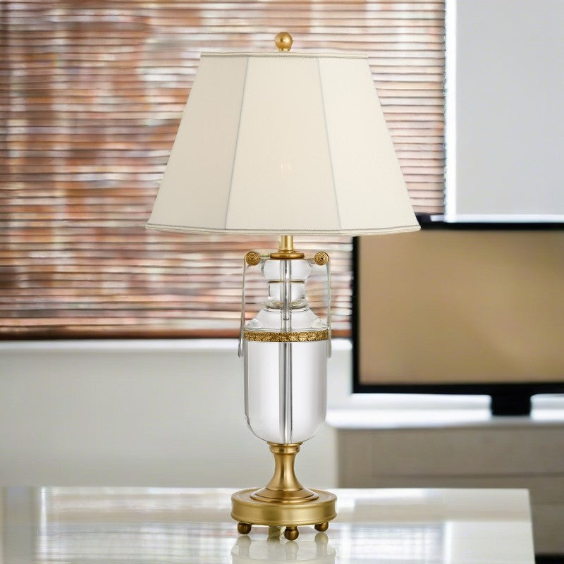 Octagonal Full Copper Crystal Table Lamp