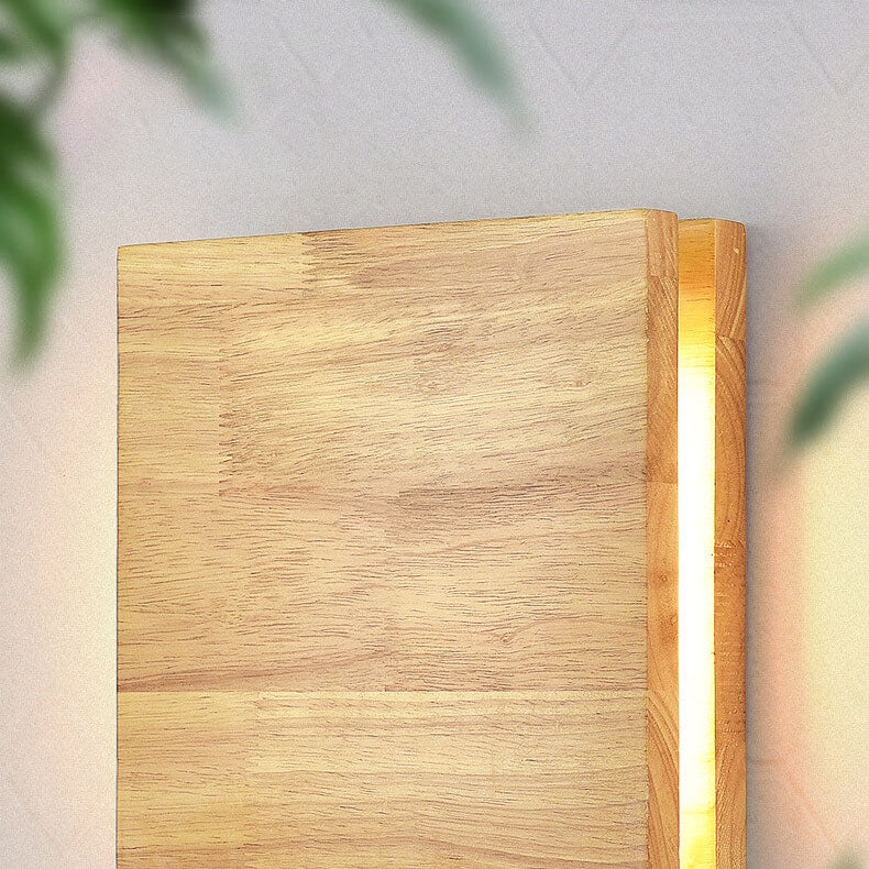 Log Wood Rectangular Wall Lamp