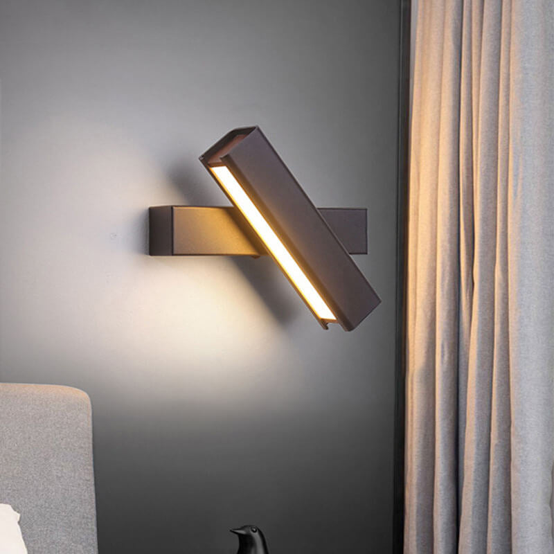 Rectangular Aluminum Iron Wood Wall Lamp