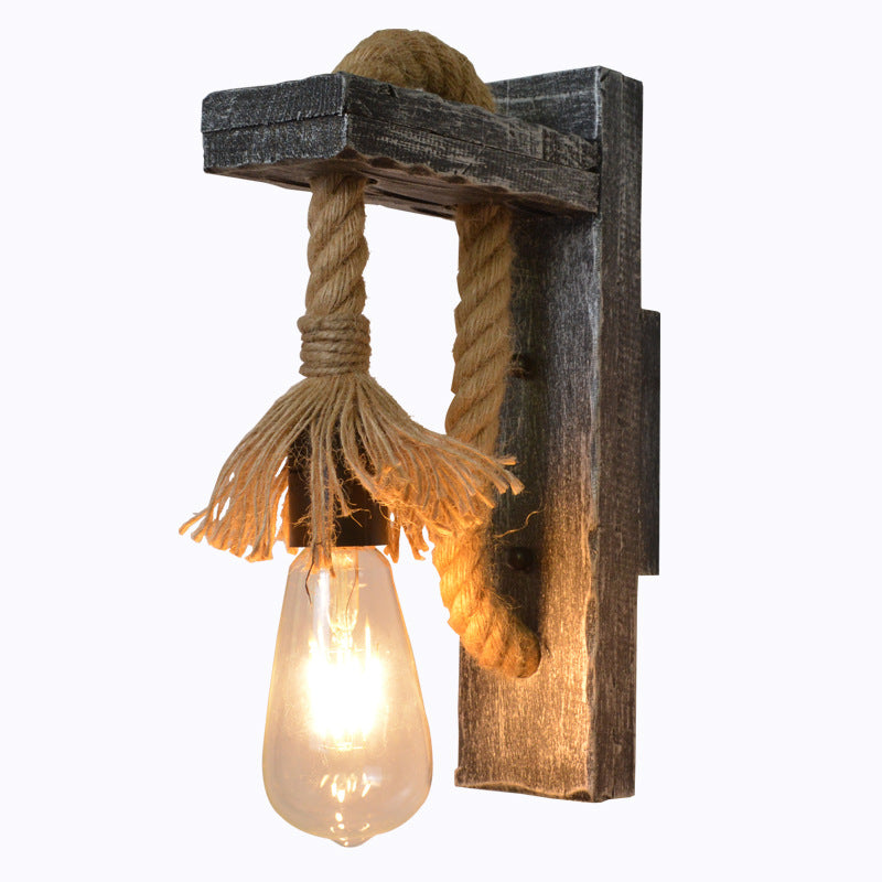 Solid Wooden Twine Wall Lamp