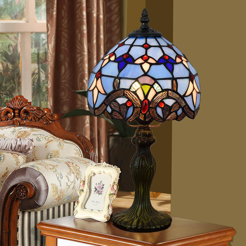 Style Blue Baroque Stained Table Lamp