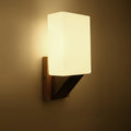 Square Glass Solid Wood Wall Lamp