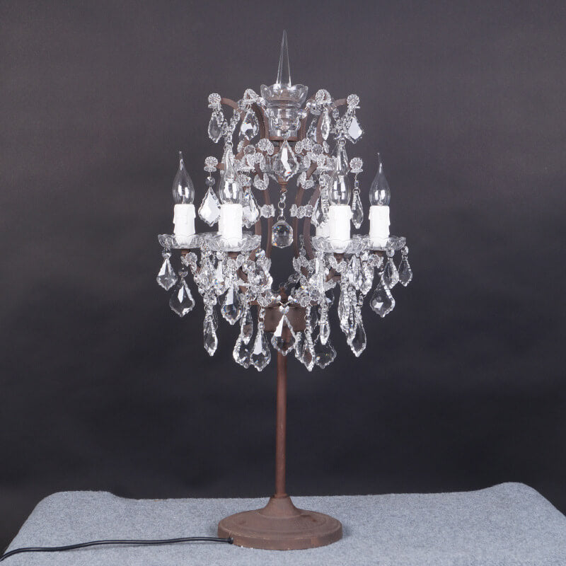 Crystal Candelabra Rust 6-Light Table Lamp