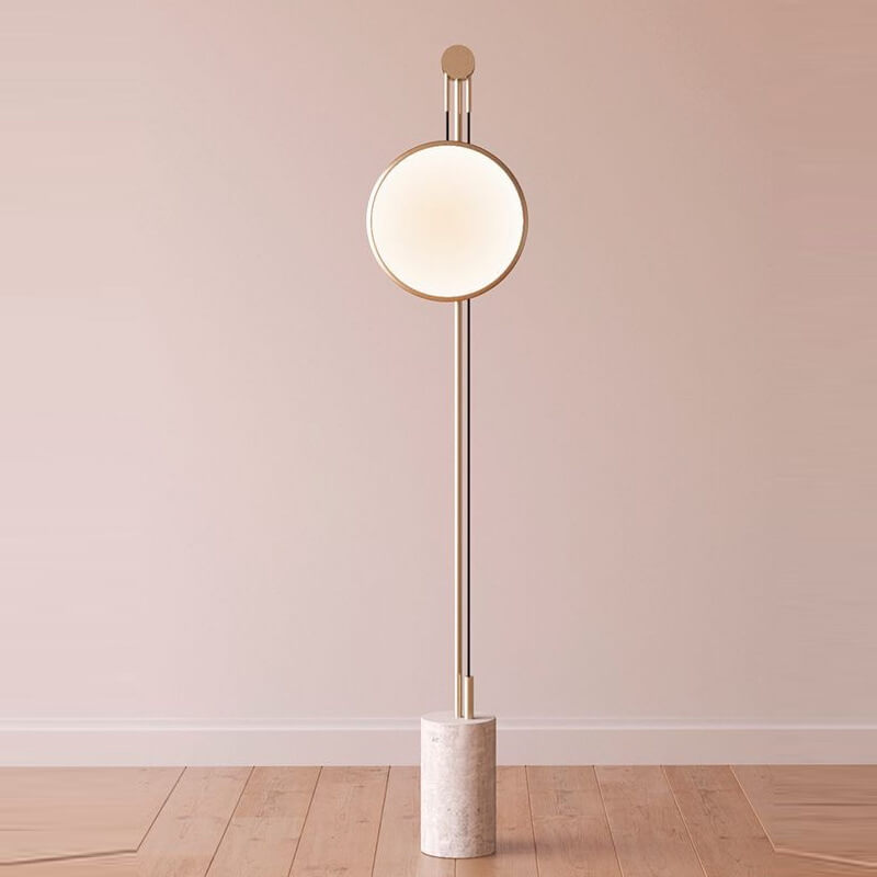 Round Iron Faux Marble Floor Lamp