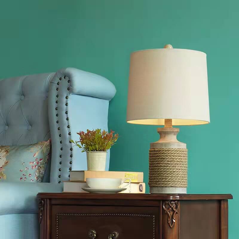Personality Solid Wood Cylinder Table Lamp