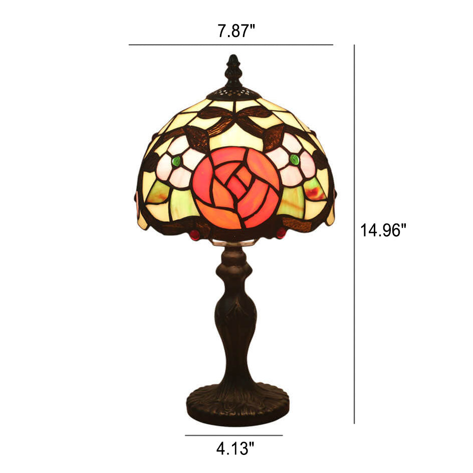 Flower Stained Glass Dome Table Lamp