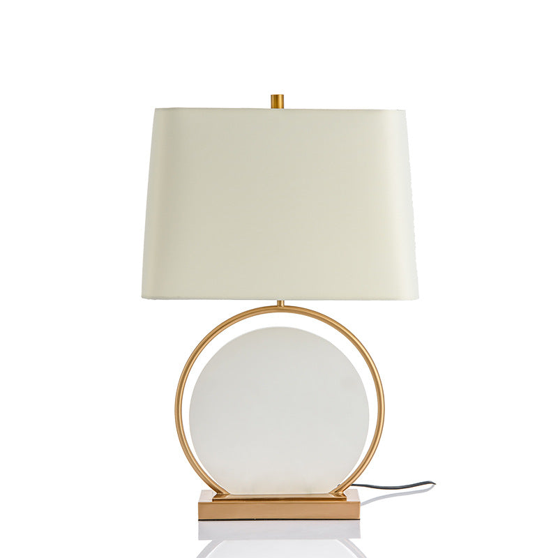 Square Round Stone Iron Table Lamp