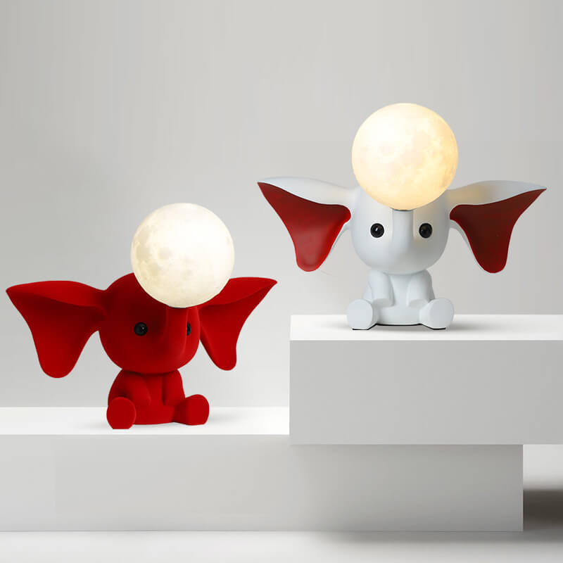 Cartoon Elephant Moon Resin Table Lamp