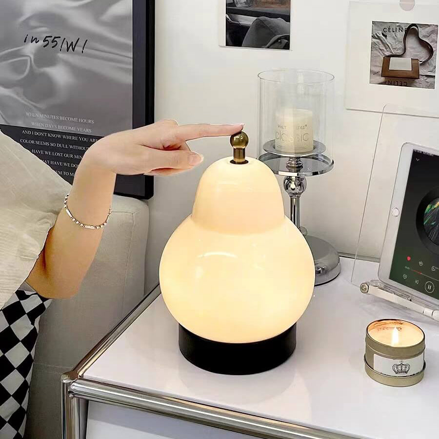 Metal Glass Pear Bedroom Table Lamp