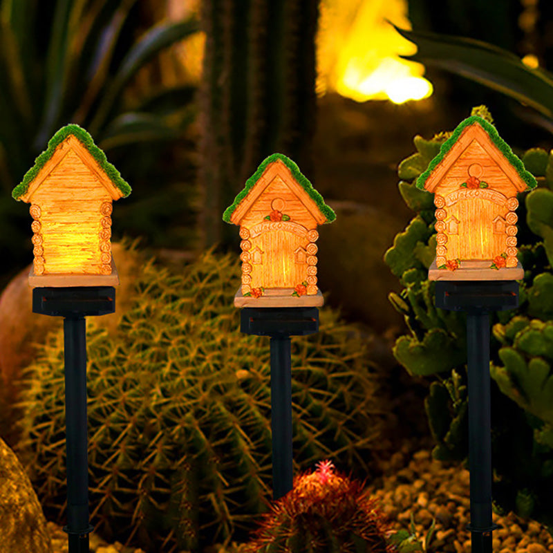 Resin Wooden House Lawn Outdoor Light