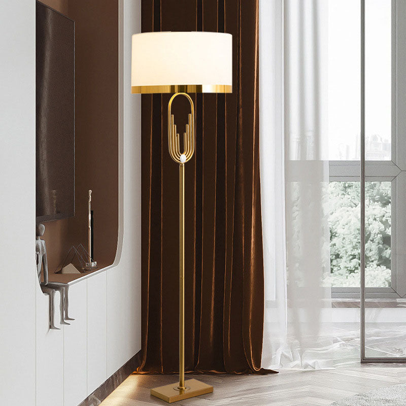 Round Metal Fabric Living Floor Lamp