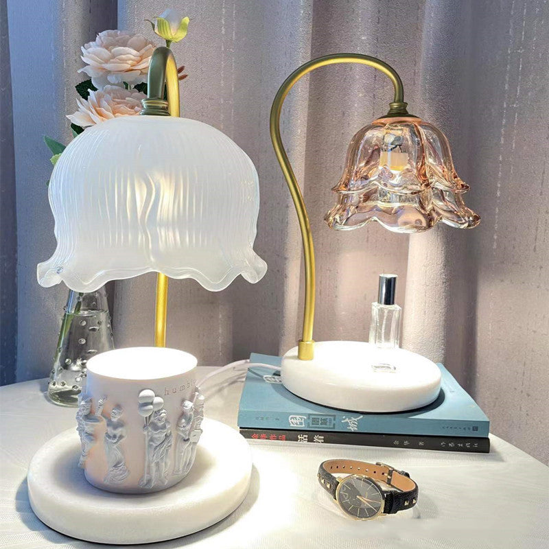 Flower Glass Marble Melting Table Lamp