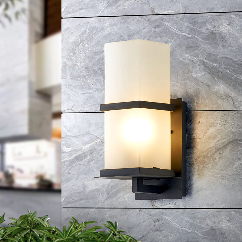 Column Frosted Glass Outdoor Light