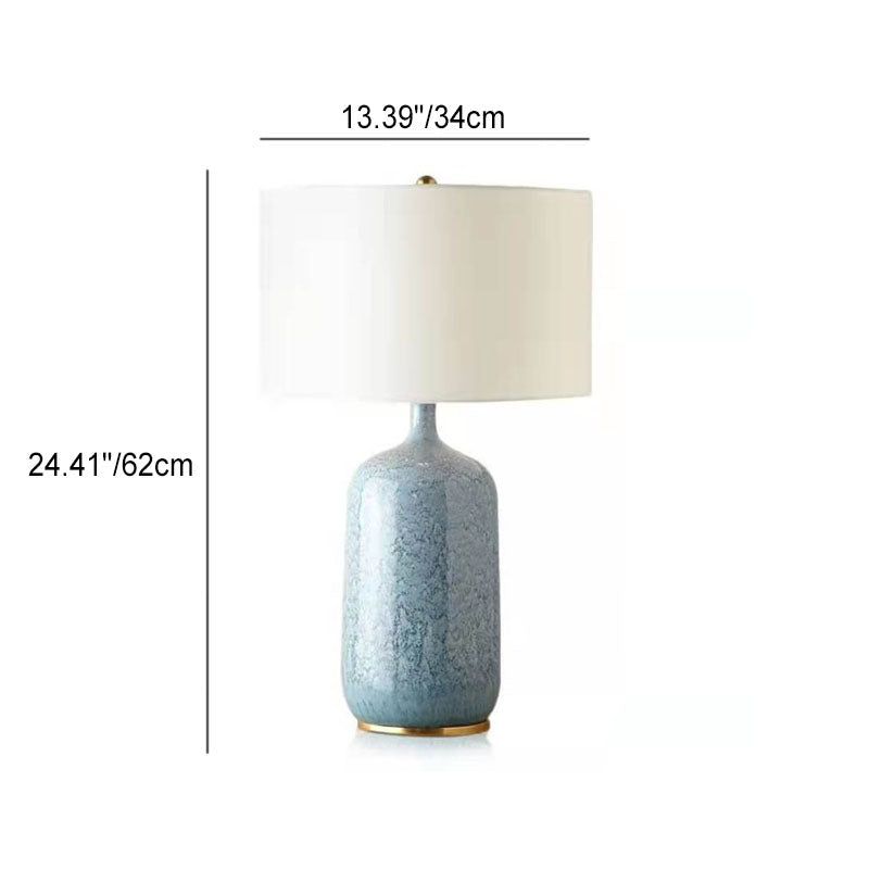 Cylindrical Ceramic Fabric Table Lamp