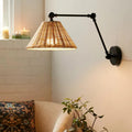 Rattan Cone Iron Swing Wall Lamp