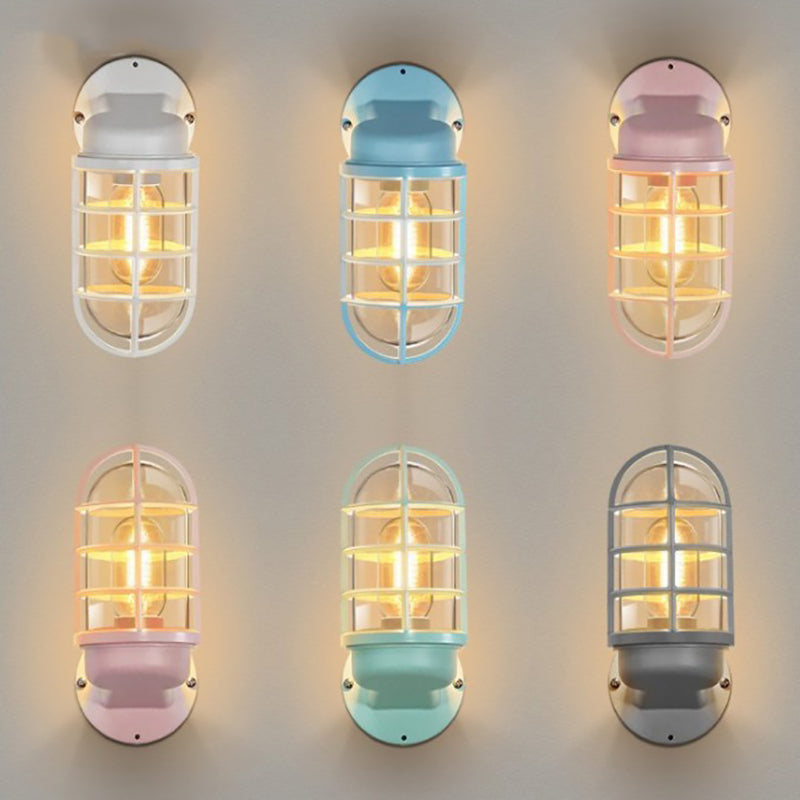 Aluminum Round Cage Entryway Wall Lamp