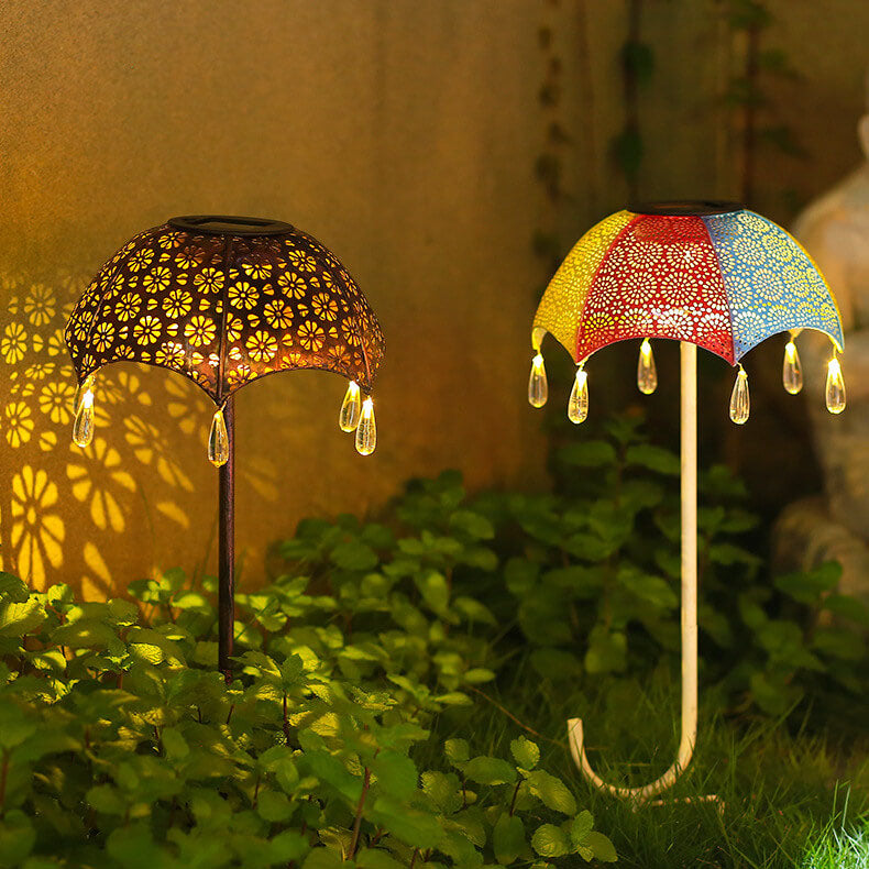 Iron Colorful Umbrella Hollow Outdoor Light