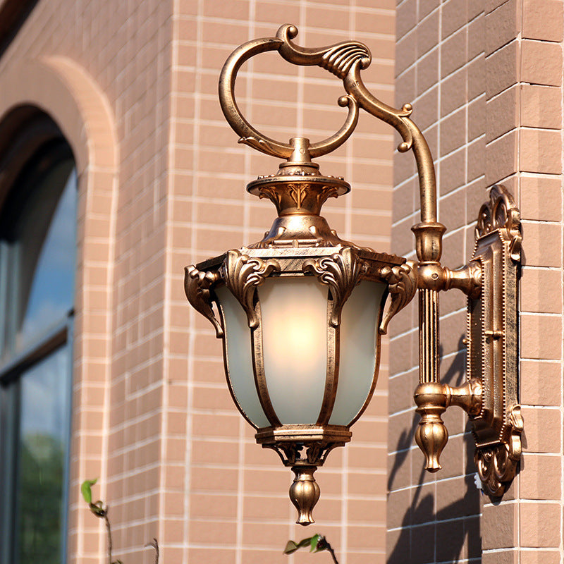 Aluminum Glass Carved Lantern Outdoor Light