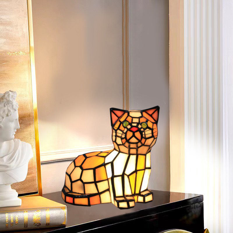 Stained Glass Cat Bedroom Table Lamp