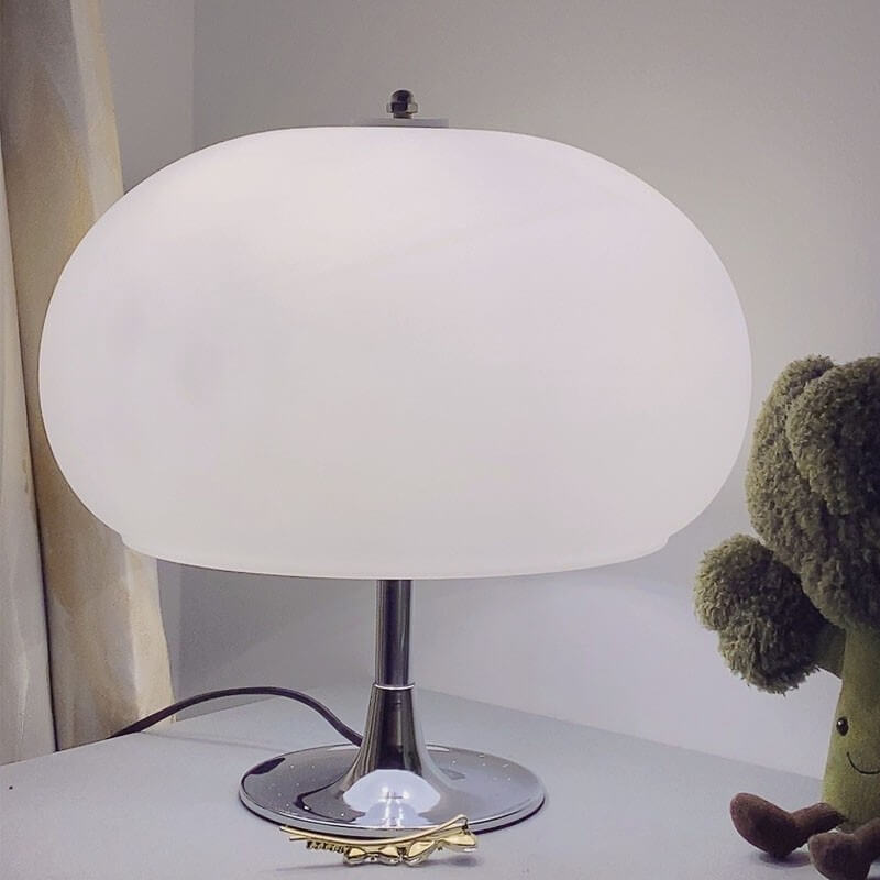 Oval Mushroom Iron Glass 3-Light Table Lamp