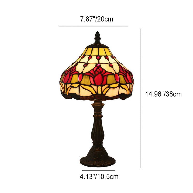 Tulip Stained Glass Cone Table Lamp