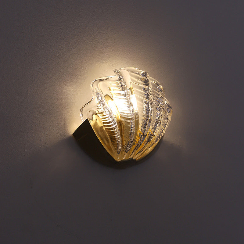 Shell Brass Glass Living Wall Lamp