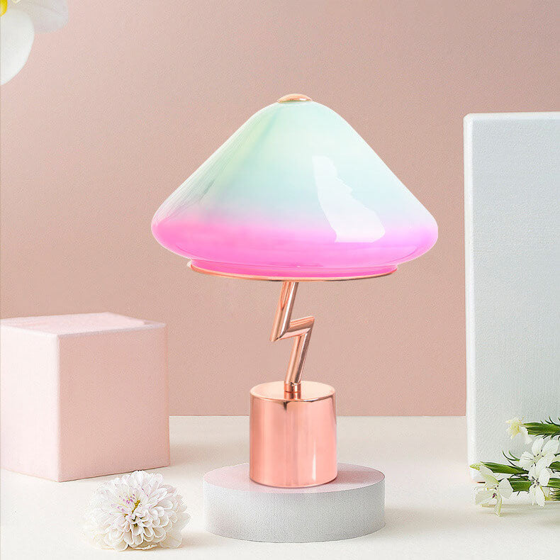 Colorful Mushroom Hardware Glass Table Lamp