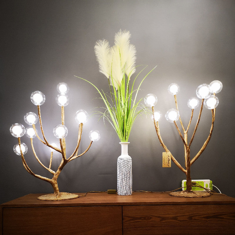 Branch Polymer Metal Glass 8-Light Table Lamp