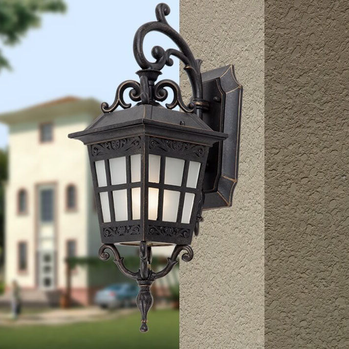 Square Lantern Carved Outdoor Light