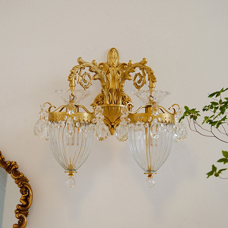 Court Lantern Brass Crystal Wall Lamp