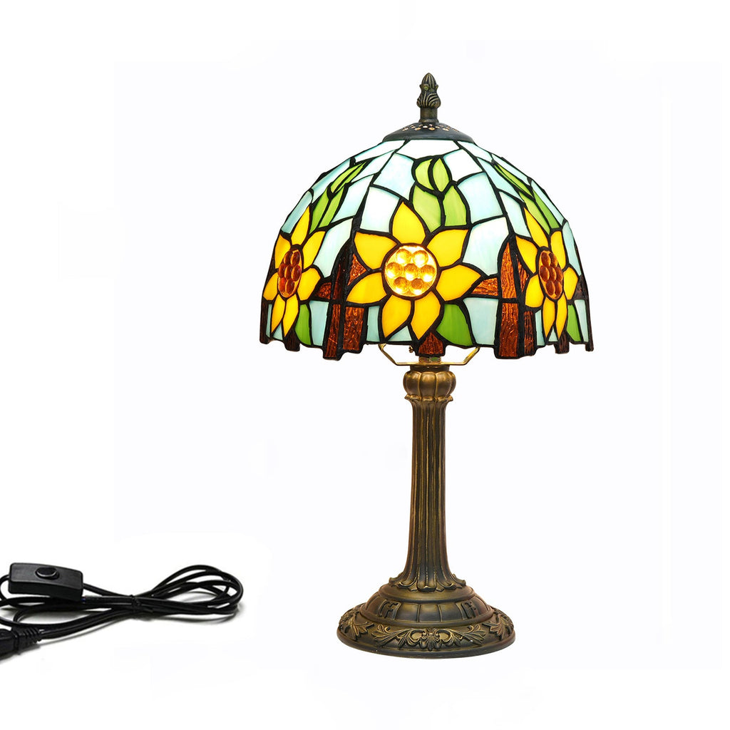 Resin Glass Dome Sunflower Table Lamp