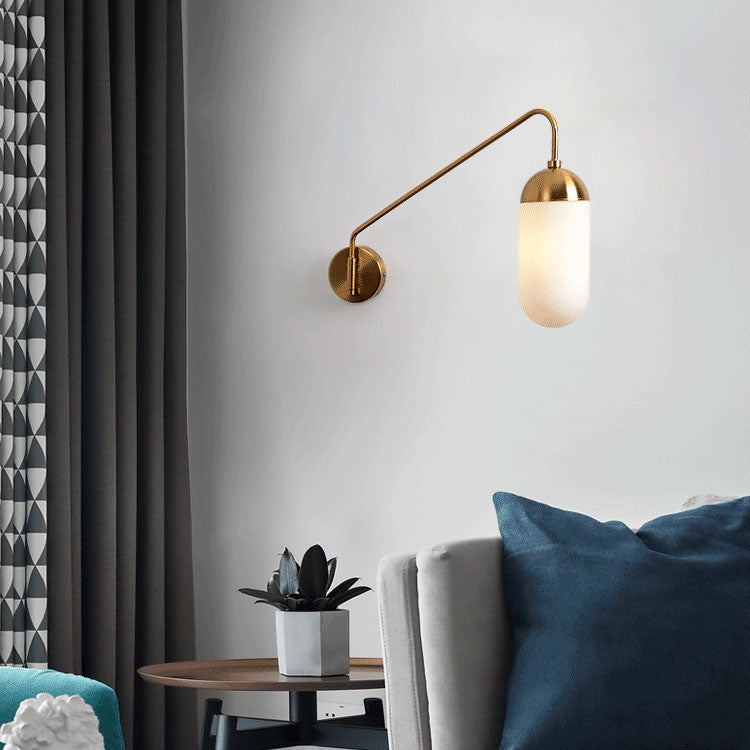 Glass Column Swing Arm Wall Lamp