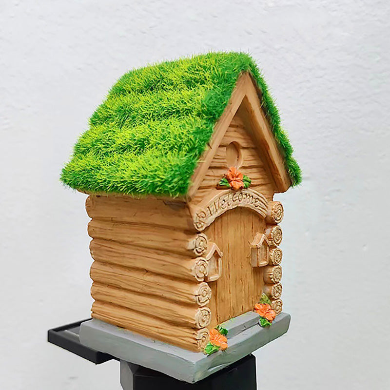 Resin Wooden House Lawn Outdoor Light