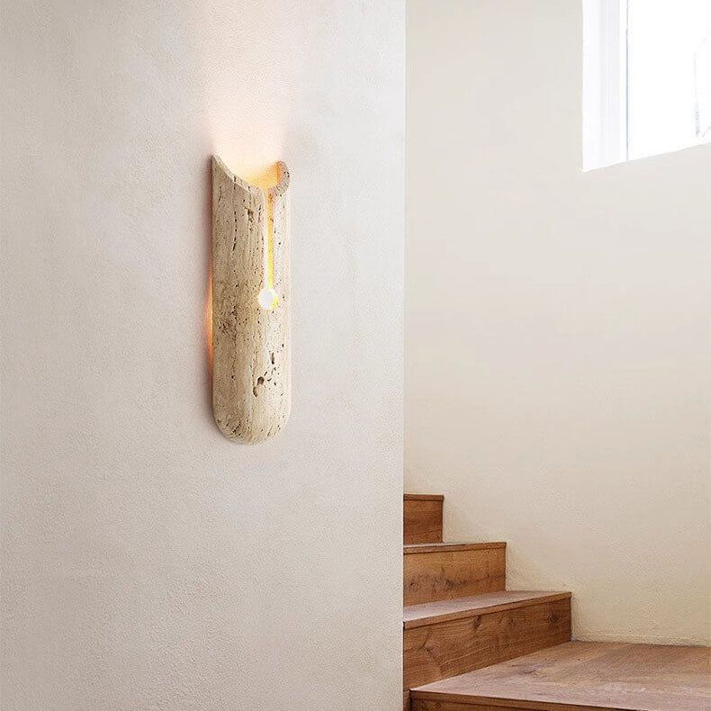 Yellow Travertine Half Oval Wall Lamp