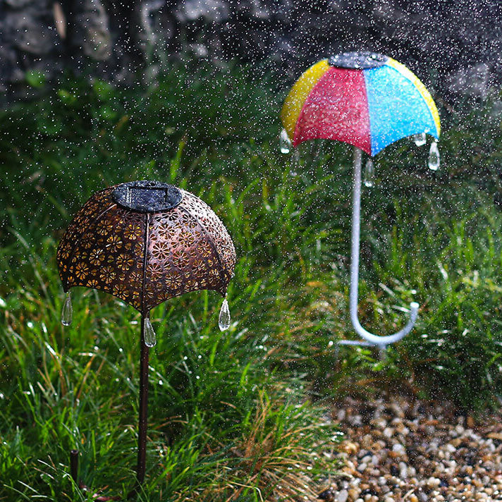 Iron Colorful Umbrella Hollow Outdoor Light