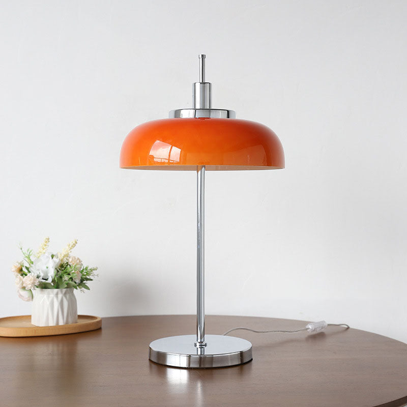 Orange Dome Chrome 3-Light Table Lamp