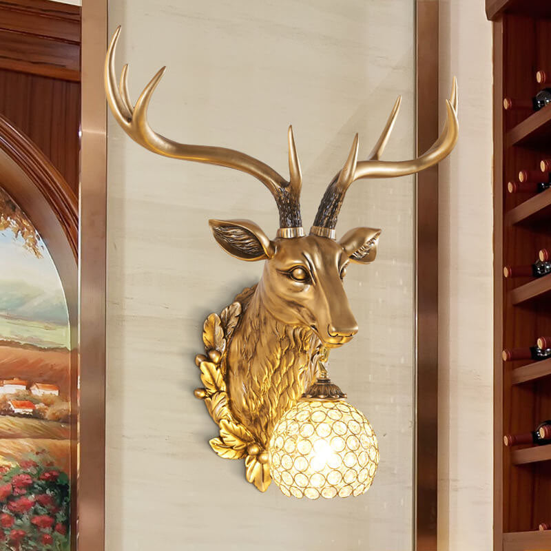Deer Head Resin Wall Lamp