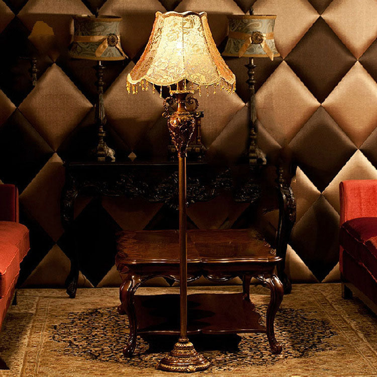 Traditional European Floral Cylinder Floor Lamp