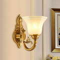 Brass Glass Cone Carved Wall Lamp