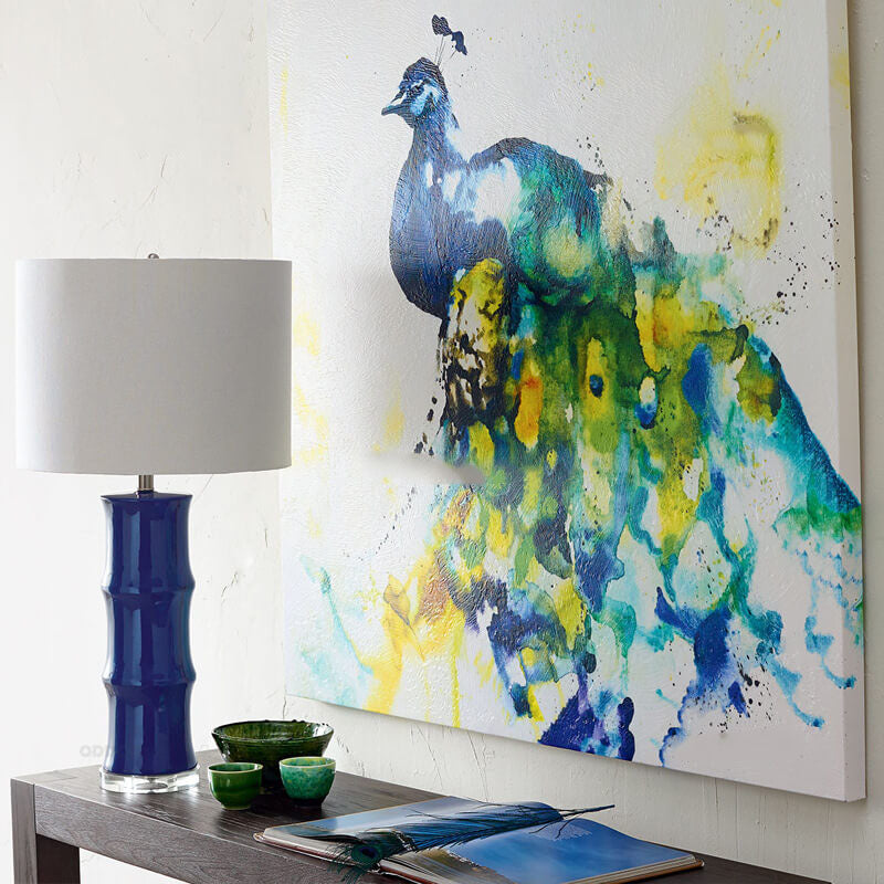 Blue White Ceramic Linen Table Lamp