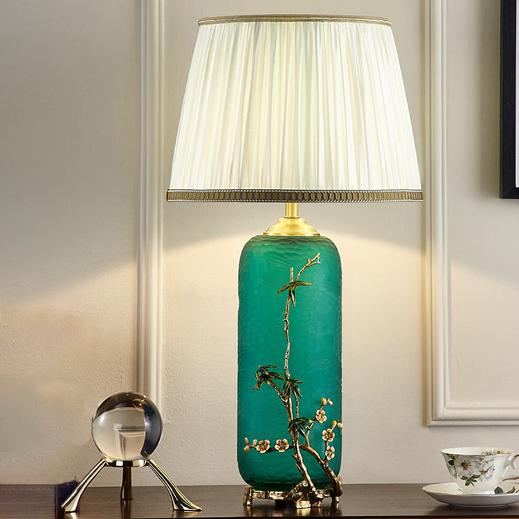 Bottle Glass Copper Fabric Table Lamp