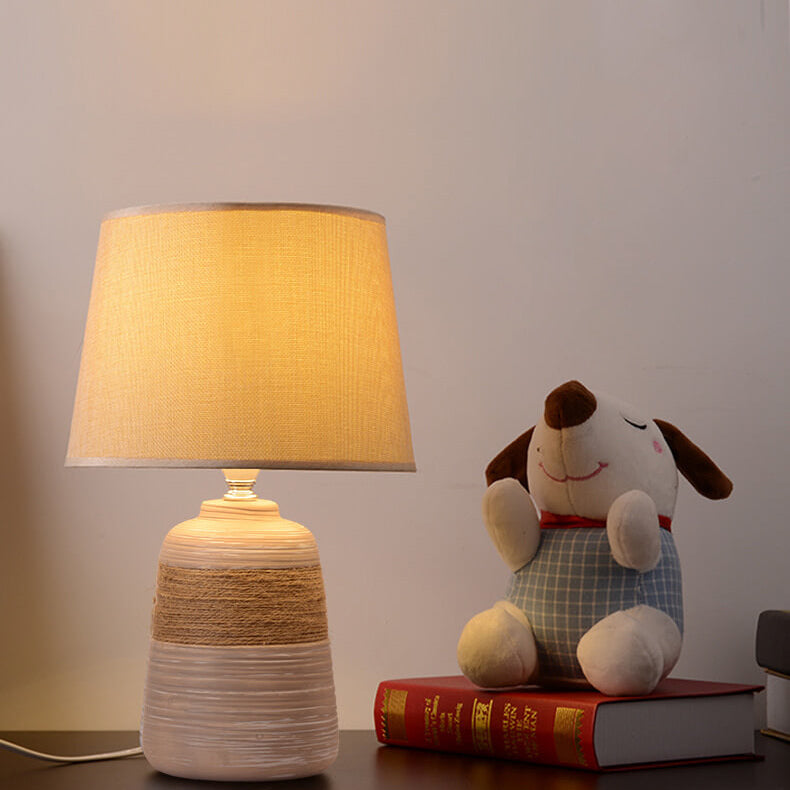 Style Twine Fabric Ceramic Table Lamp