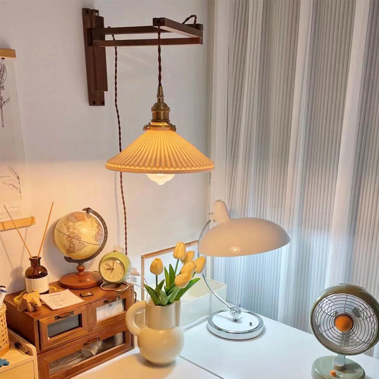 Homestay Telescopic Ceramic Folding Wall Lamp