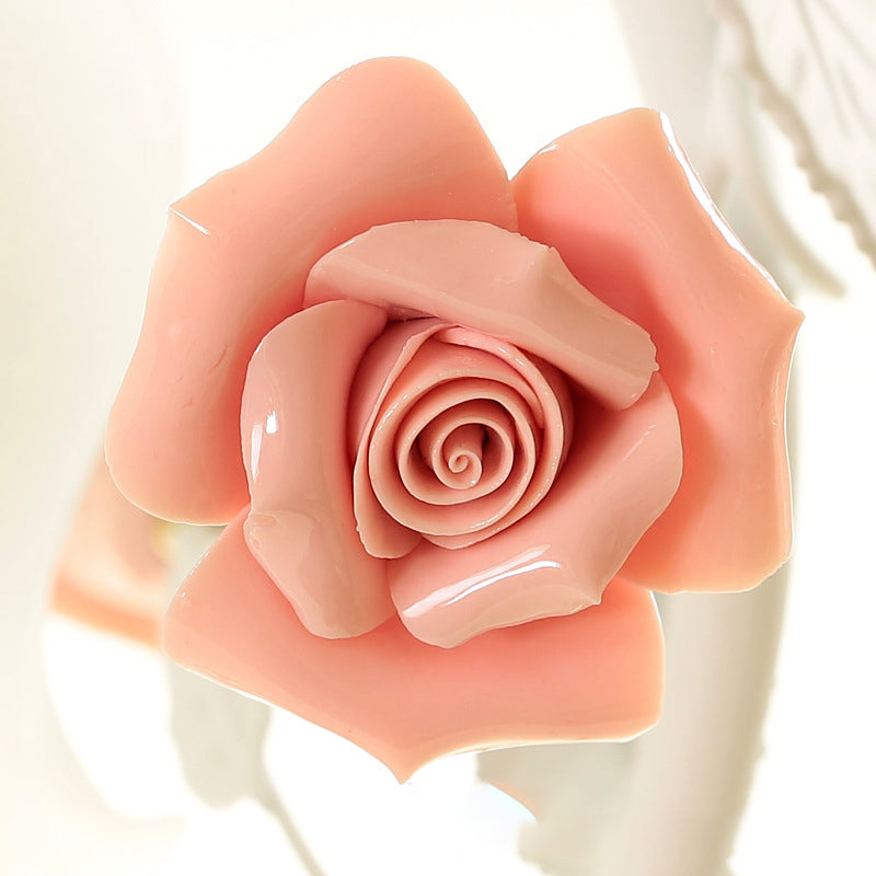 Rose Ceramic Iron Glass Table Lamp