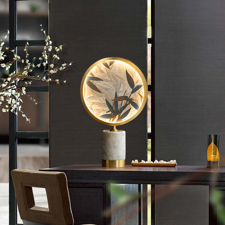 Hand Painted Enamel Round Table Lamp