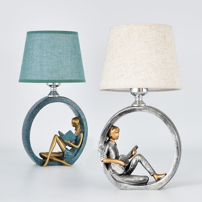 Round Girl Boy Resin Table Lamp